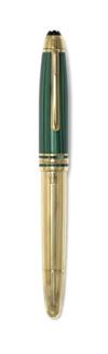 Montblanc Meisterstück Czar Nikolai I Malachite & Vermeil fountain pen and rollerball set.